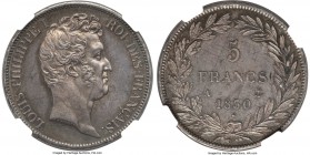 Louis Philippe I 5 Francs 1830-A MS65 NGC, Paris mint, KM735.1. Variety with incuse edge lettering. A fully brilliant first year of issue that ranks o...