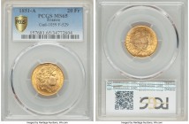 Republic gold 20 Francs 1851-A MS65 PCGS, Paris mint, KM762. A highly lustrous example with few noteworthy marks to obstruct its beauty.

HID999121020...