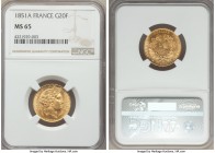 Republic gold 20 Francs 1851-A MS65 NGC, Paris mint, KM762.

HID99912102018