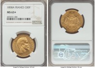Napoleon III gold 50 Francs 1858-A MS63+ NGC, Paris mint, KM785.1.

HID99912102018