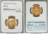 Napoleon III gold 50 Francs 1859-BB MS62+ NGC, Strasbourg mint, KM785.2.

HID99912102018