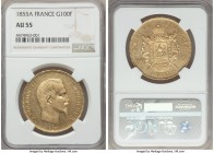 Napoleon III gold 100 Francs 1855-A AU55 NGC, Paris mint, KM786.1.

HID99912102018
