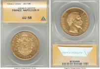 Napoleon III gold 100 Francs 1858-A AU58 ANACS, Paris mint, KM786.1. An ever-popular large-size gold type, particularly when it so nearly approaches M...