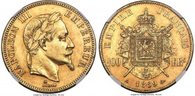 Napoleon III gold 100 Francs 1869-A MS61 NGC, Paris mint, KM802.1. A few light handling marks as one would expect at this grade level, but overall qui...