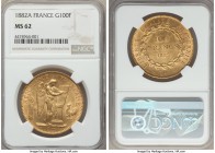 Republic gold 100 Francs 1882-A MS62 NGC, Paris mint, KM832. AGW 0.9334 oz.

HID99912102018