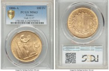 Republic gold 100 Francs 1886-A MS63 PCGS, Paris mint, KM832, Gad-1137. AGW 0.9334 oz.

HID99912102018