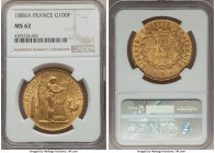 Republic gold 100 Francs 1886-A MS62 NGC, Paris mint, KM832. AGW 0.9334 oz.

HID99912102018