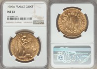 Republic gold 100 Francs 1909-A MS63 NGC, Paris mint, KM858. A radiant example with ample cartwheel luster. AGW 0.9334 oz.

HID99912102018