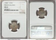 Louis XV Sol (1/2 Sou Marqué) 1740-A MS63 NGC, Paris mint, KM501.1. A simply incredible grade for the type, currently the finest certified by NGC by a...