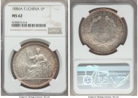 French Colony Piastre 1886-A MS62 NGC, Paris mint, KM5. Strikingly verging on choice and struck with excellent care, the surfaces replete with thick r...