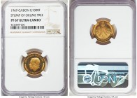 Republic 5-Piece Certified gold Commemorative Proof Set 1969 Ultra Cameo NGC, 1) "Stump of Okume Tree" 1000 Francs - PR67, KM6 2) 3000 Francs - PR67, ...