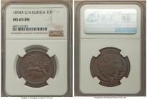 German Colony. Wilhelm II 10 Pfennig 1894-A MS65 Brown NGC, Berlin mint, KM3. A classic glossy mahogany flan glimmering with a bright bluish tinge and...