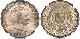 Baden. Ludwig I Taler 1829 MS66 NGC, KM193, Dav-518. Also referred to as a Kronentaler, this issue was often used in commerce, and as such, survivors ...