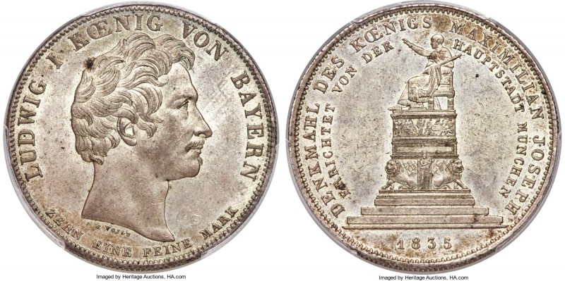 Bavaria. Ludwig I Taler 1835 MS63 PCGS, KM780.1. Lightly toned with ample underl...