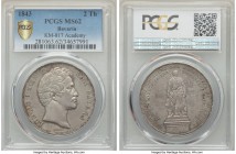 Bavaria. Ludwig I "Erlangen Academy" 2 Taler (3-1/2 Gulden) 1843 MS62 PCGS, KM817. A generally scarcer issue than the more frequent Vereinstaler, part...