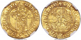 Brandenburg-Franconia. Albrecht Achilles (1464-1486) gold Goldgulden ND MS62 NGC, Schwabach mint, 3.19gm, Schulten-190, Fr-304. ΛLBT': MΛRCh | BRΛnD':...