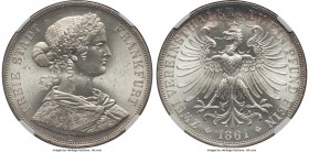 Frankfurt. Free City 2 Taler 1861 MS64 NGC, KM365. Brilliant white cartwheel luster with bold definition and minor contact marks. A near-gem example o...