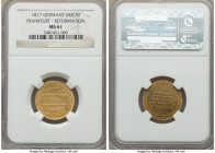 Hamburg. Free City gold "300th Anniversary of the Reformation" Ducat 1817 MS61 NGC, KM302. A splendid, flashy type, displaying some scattered signs of...