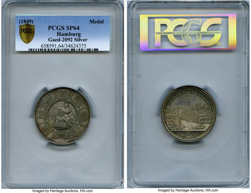 Hamburg. Free City silver Specimen "Memory" Medal ND (1849) SP64 PCGS, by H. Lor...