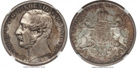 Hannover. Georg V Taler 1857-B MS66 NGC, KM230. A brilliant and gleaming prize, sharply struck, with fantastic dynamic toning, with carbon patina halo...