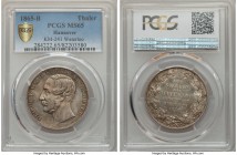 Hannover. Georg V Taler 1865-B MS65 PCGS, Hannover mint, KM241. This coin was given to veterans of the battle in pension payments. The portrait is exc...