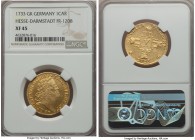 Hesse-Darmstadt. Ernst Ludwig gold Carolin (10 Gulden) 1733 G-K XF45 NGC, KM162, Fr-1208. A scarce type featuring a bold portrait in a style clearly i...