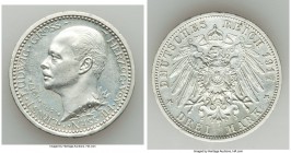 Hesse-Darmstadt. Ernst Ludwig Proof "25th-Year Jubilee" 3 Mark 1917-A (surface hairlines), Berlin mint, KM376. Mintage: 1,333. A highly covetable comm...