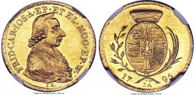 Mainz. Friedrich Karl Josef gold Ducat 1795 IL-IA MS63 NGC, KM410. Rare to locate so choice, the only imperfection, noted for the sake of completeness...
