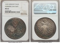 Nürnberg. Free City Taler 1630-(b) MS62 NGC, KM94, Dav-5647. An enchanting piece with a cascade of seafoam green and azure toning that falls gently ov...
