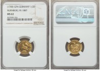 Nürnberg. Free City gold 1/2 Ducat 1700-GFN MS62 NGC, KM254, Fr-1887. Highly lustrous and problem-free. 

HID99912102018