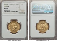Prussia. Friedrich Wilhelm III gold 2 Frederick d'Or 1839-A AU53 NGC, Berlin mint, KM416, Fr-2428. Vastly popular and somewhat elusive. This wholly or...