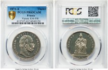 Prussia. Wilhelm I Proof Taler 1871-A PR63 Cameo PCGS, Berlin mint, KM500. Struck upon the German victory over France in the Franco-Prussian War. Seld...