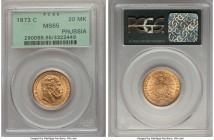 Prussia. Wilhelm I gold 20 Mark 1873-C MS65 PCGS, Frankfurt mint, KM501.

HID99912102018