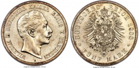Prussia. Wilhelm II 5 Mark 1888-A MS64 PCGS, Berlin mint, KM513, Jaeger-101. A date seldom encountered at all, let alone finer, as verified by the fac...