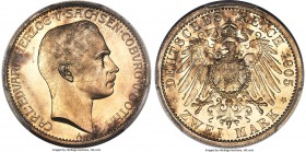 Saxe-Coburg-Gotha. Karl Eduard Proof 2 Mark 1905-A PR65+ PCGS, Berlin mint, KM166, J-147. Dappled toning but otherwise pleasing. 

HID99912102018