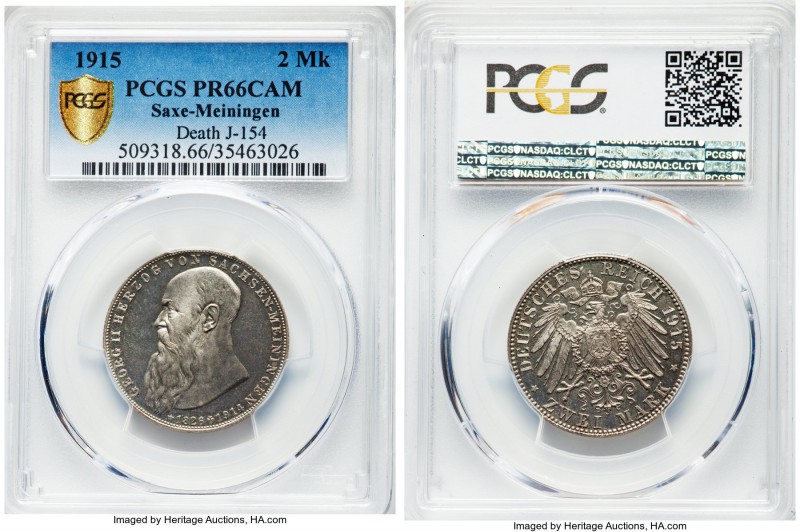 Saxe-Meiningen. Georg II Proof 2 Mark 1915 PR66 Cameo PCGS, KM206. 

HID99912102...