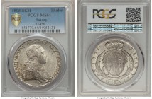 Saxony. Friedrich August III Taler 1805-SGH MS64 PCGS, KM1027.2, Dav-2701. Robust mint bloom throughout the satiny surfaces and a pleasing near gem ex...