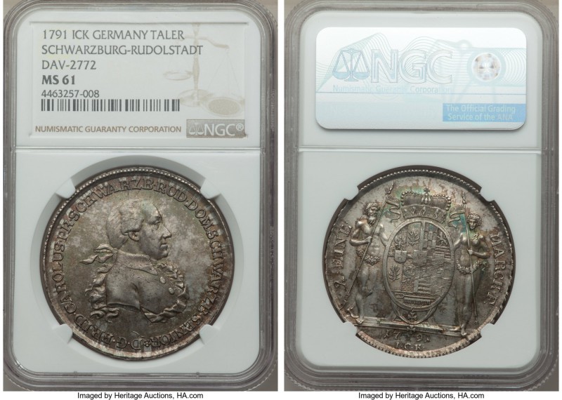 Schwarzburg-Rudolstadt. Friedrich Karl Taler 1791-ICK MS61 NGC, Saalfeld mint, K...
