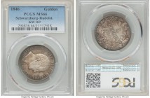 Schwarzburg-Rudolstadt. Friedrich Günther Gulden 1846 MS66 PCGS, KM169. The first of issue from this minor division of Schwarzburg-Sonderhausen that w...