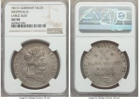 Westphalia. Hieronymus Napoleon Taler 1811-C AU58 NGC, KM-C10. "Large Bust" type. Lightly circulated and toned, with almost all original detail remain...