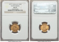 Württemberg. Karl I gold 5 Mark 1877-F MS65 NGC, Freudenstadt mint, KM627. A splendid gem, richly honey-gold in hue, and with very clean fields to wit...