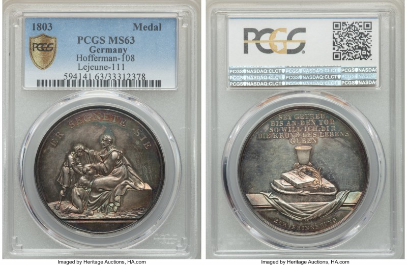 "Confirmation" silver Medal ND (c. 1803) MS63 PCGS, 38mm, Hofferman-108, Lejeune...