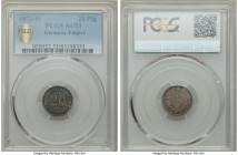 Wilhelm I 20 Pfennig 1873-H AU53 PCGS, Darmstadt mint, KM5. Mintage: 54,000. An extremely rare mint for issue, and the second low-mintage 20 Pfennig o...