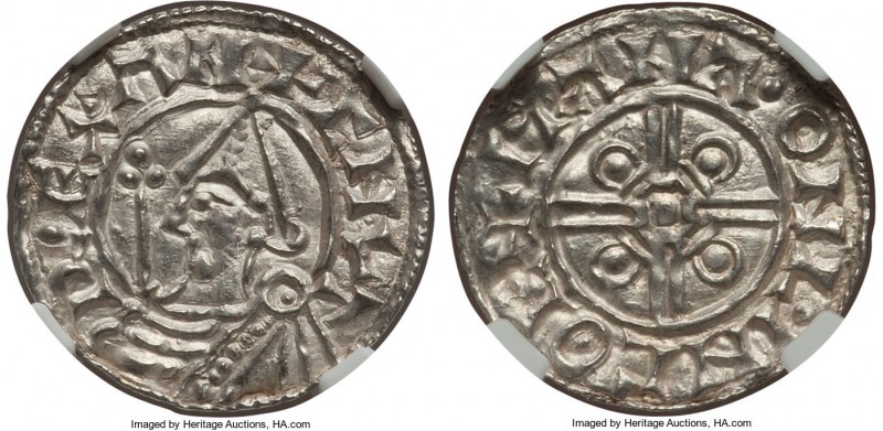 Kings of All England. Cnut (1016-1035) Penny ND (1024-1030) MS64 NGC, Lincoln mi...