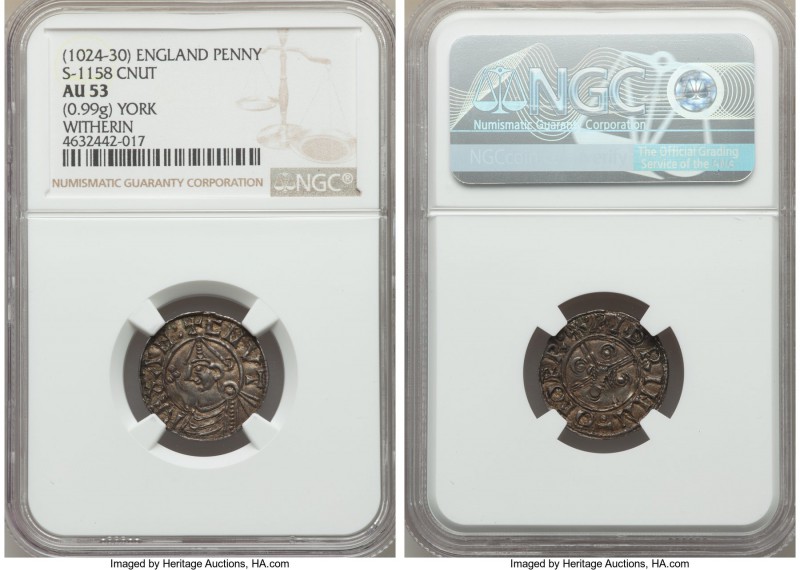 Kings of All England. Cnut (1016-1035) Penny ND (1024-1030) AU53 NGC, York mint,...
