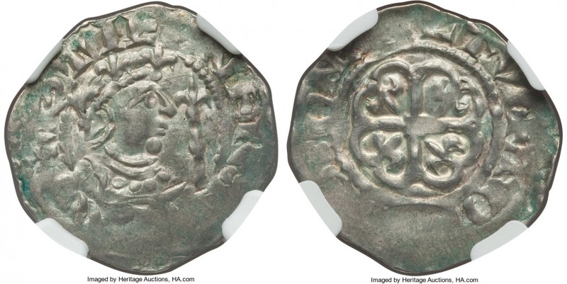 Stephen (1135-54) Penny ND AU55 NGC, Wilton mint, Tomas as moneyer, 'Watford' ty...