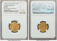Edward III (1327-1377) gold 1/4 Noble ND (1356-1361) MS64 NGC, London mint (cross mm), Fourth Coinage, Pre-Treaty Period, S-1498, N-1191. +ЄDWARD (sal...