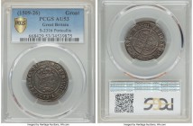 Henry VIII (1509-1547) Groat ND (1509-1526) AU53 PCGS, London mint, crowned portcullis mm, First Coinage, S-2316. With the portrait of Henry VII. A po...