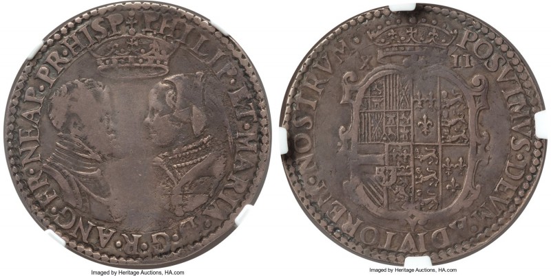 Philip II of Spain & Mary I (1554-1558) Shilling ND (1554-1555) VF Details (Obve...