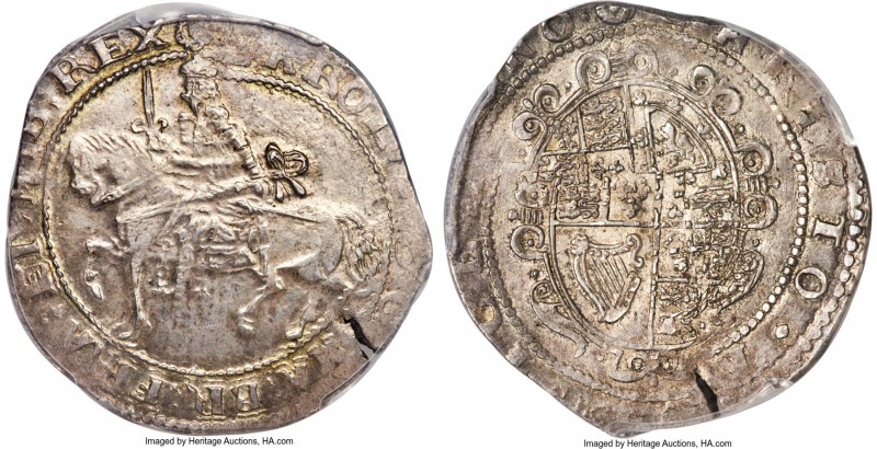 Charles I 1/2 Crown ND (1643-1646) AU55 PCGS, Exeter mint, Rose mm, S-3065. A co...